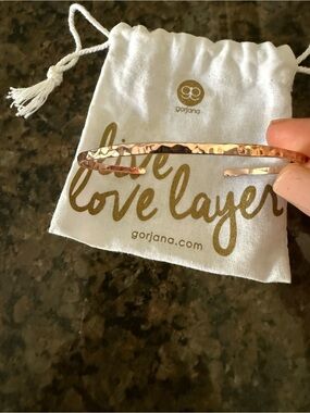 NWT Gorjana Rose Gold Hammered Open Cuff Bracelet